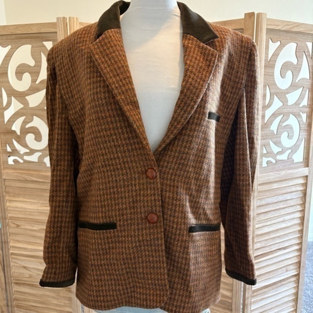 Escada Brown Multicolor Wool Blazer Size 42